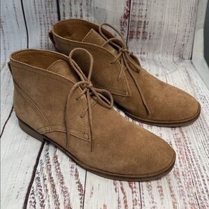 Lucky Brand Tan Suede Lace-Up Booties